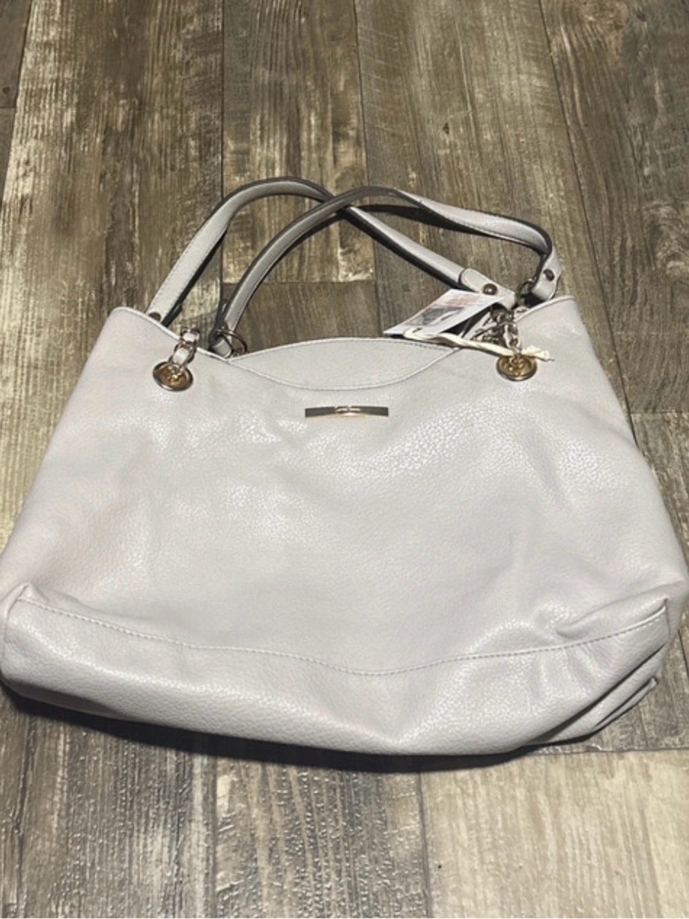 Jessica Simpson Soft Pebbled Leather Shoulder Bag in Light Gray